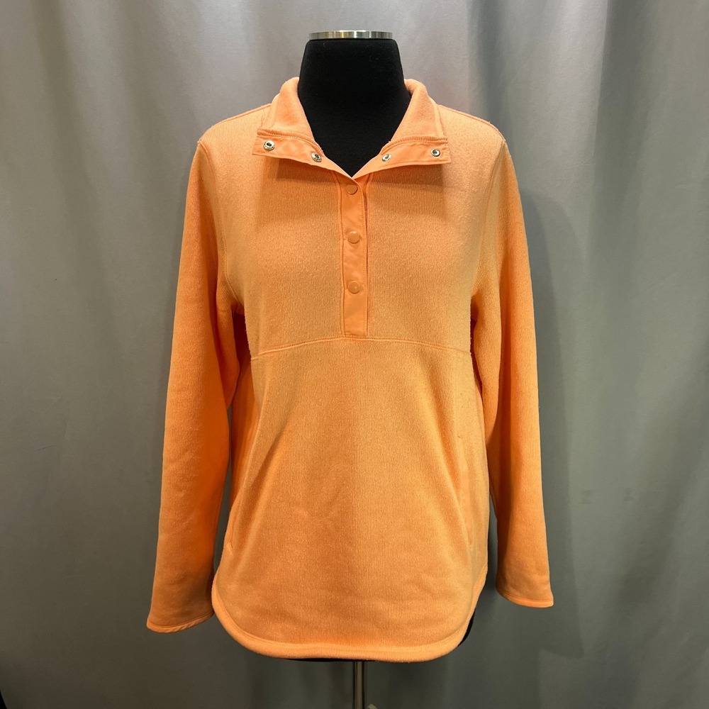 St. John's Bay Quarter Snap Sweatshirt Womens Large Orange Fleece Lined Pullover